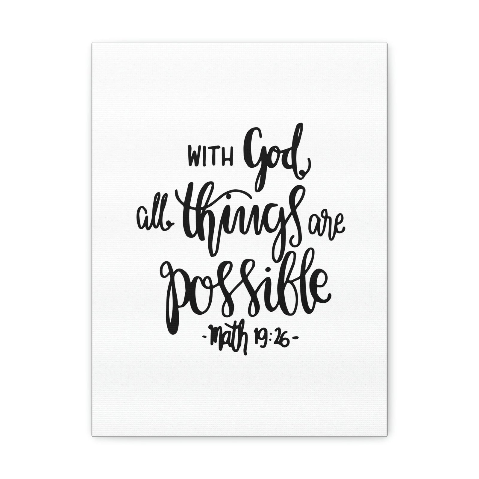 Scripture Walls With God All Things Matthew 19:26 Cursive Christian Wall Art Bible Verse Print Ready To Hang Unframed-Express Your Love Gifts