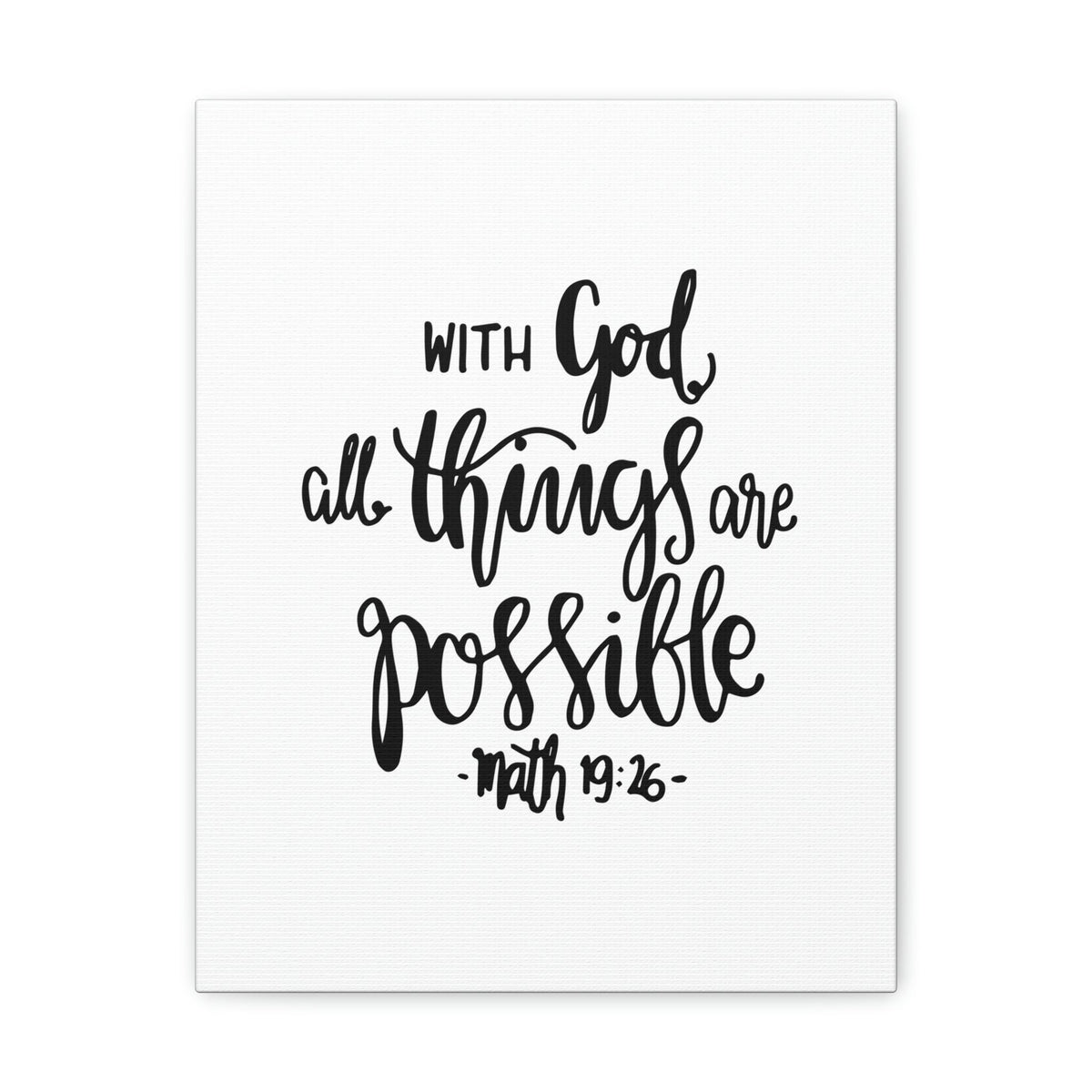 Scripture Walls With God All Things Matthew 19:26 Cursive Christian Wall Art Bible Verse Print Ready To Hang Unframed-Express Your Love Gifts