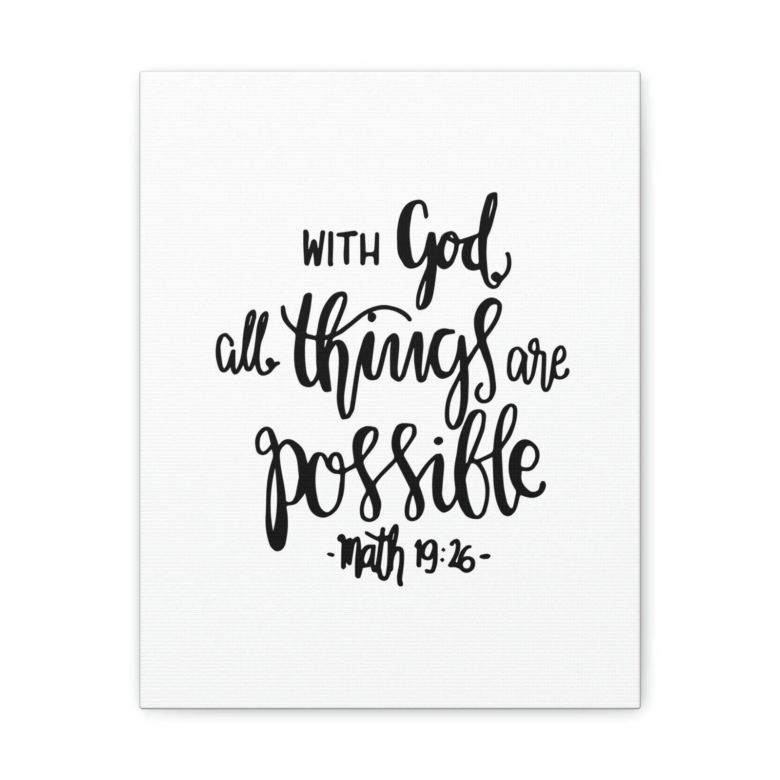 Scripture Walls With God All Things Matthew 19:26 Cursive Christian Wall Art Bible Verse Print Ready To Hang Unframed-Express Your Love Gifts
