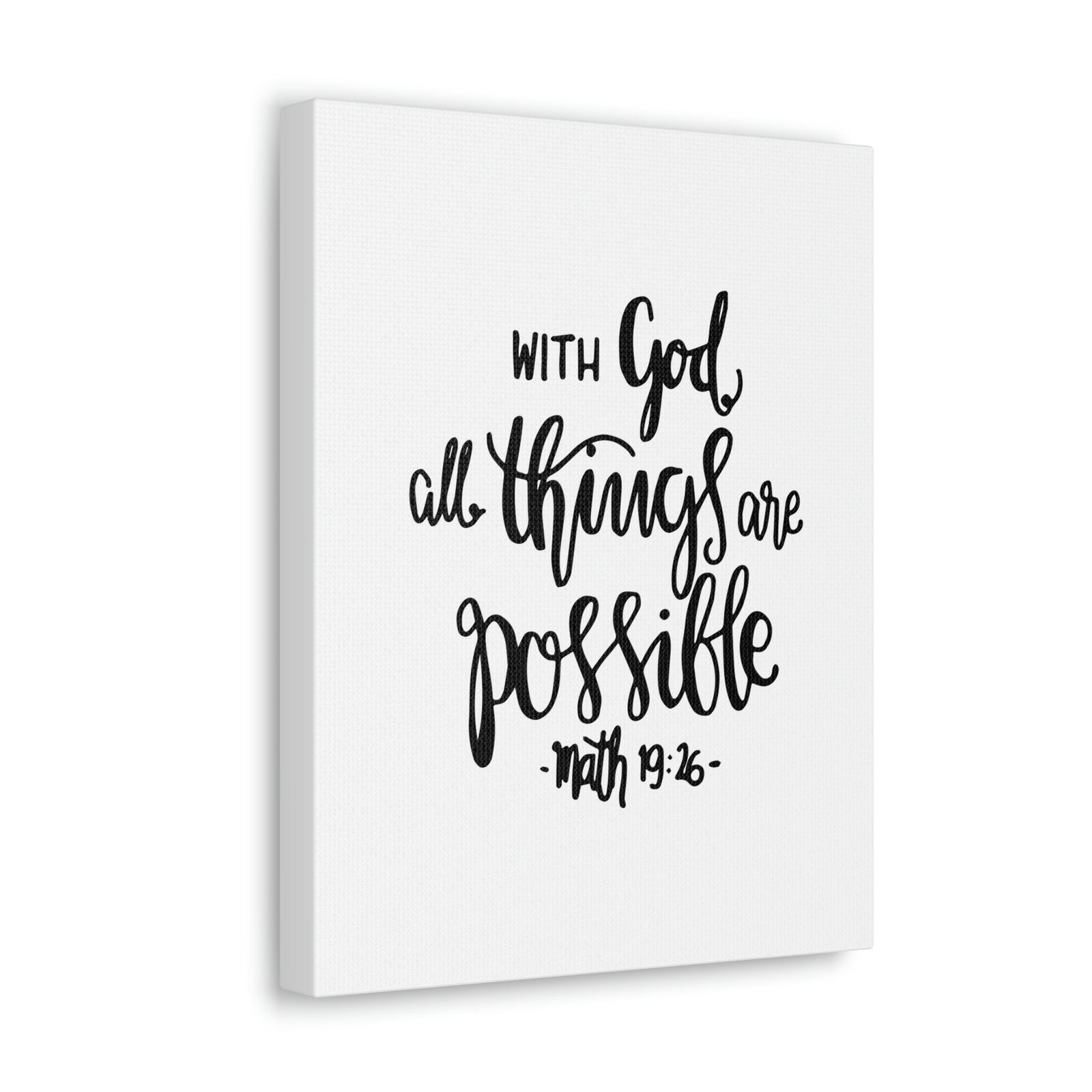 Scripture Walls With God All Things Matthew 19:26 Cursive Christian Wall Art Bible Verse Print Ready To Hang Unframed-Express Your Love Gifts