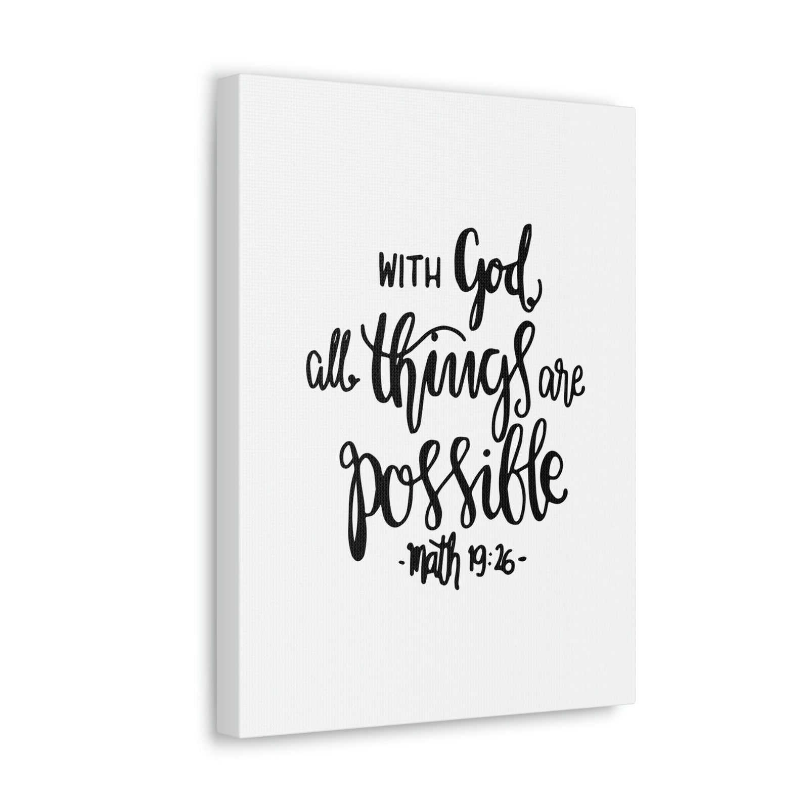 Scripture Walls With God All Things Matthew 19:26 Cursive Christian Wall Art Bible Verse Print Ready To Hang Unframed-Express Your Love Gifts