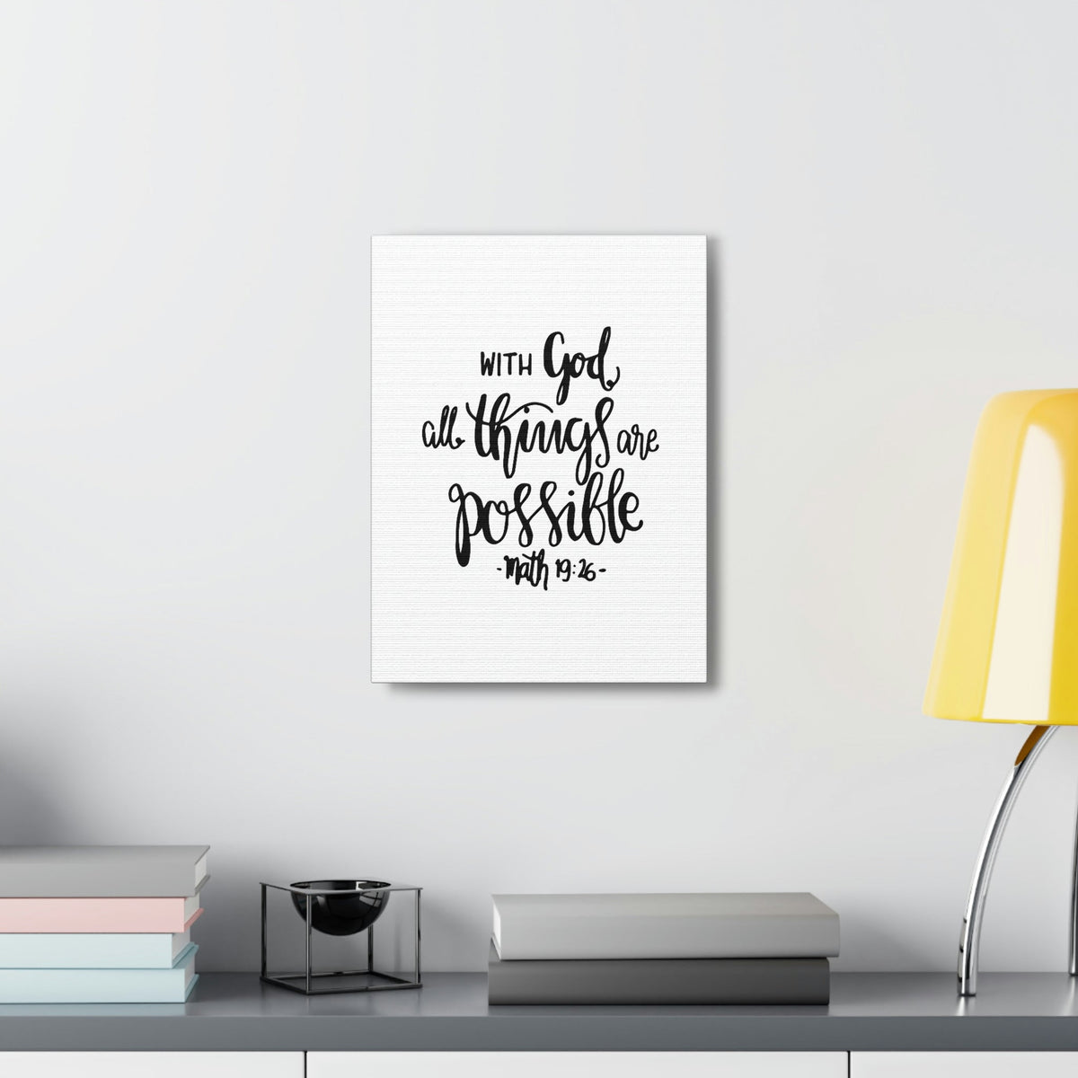Scripture Walls With God All Things Matthew 19:26 Cursive Christian Wall Art Bible Verse Print Ready To Hang Unframed-Express Your Love Gifts