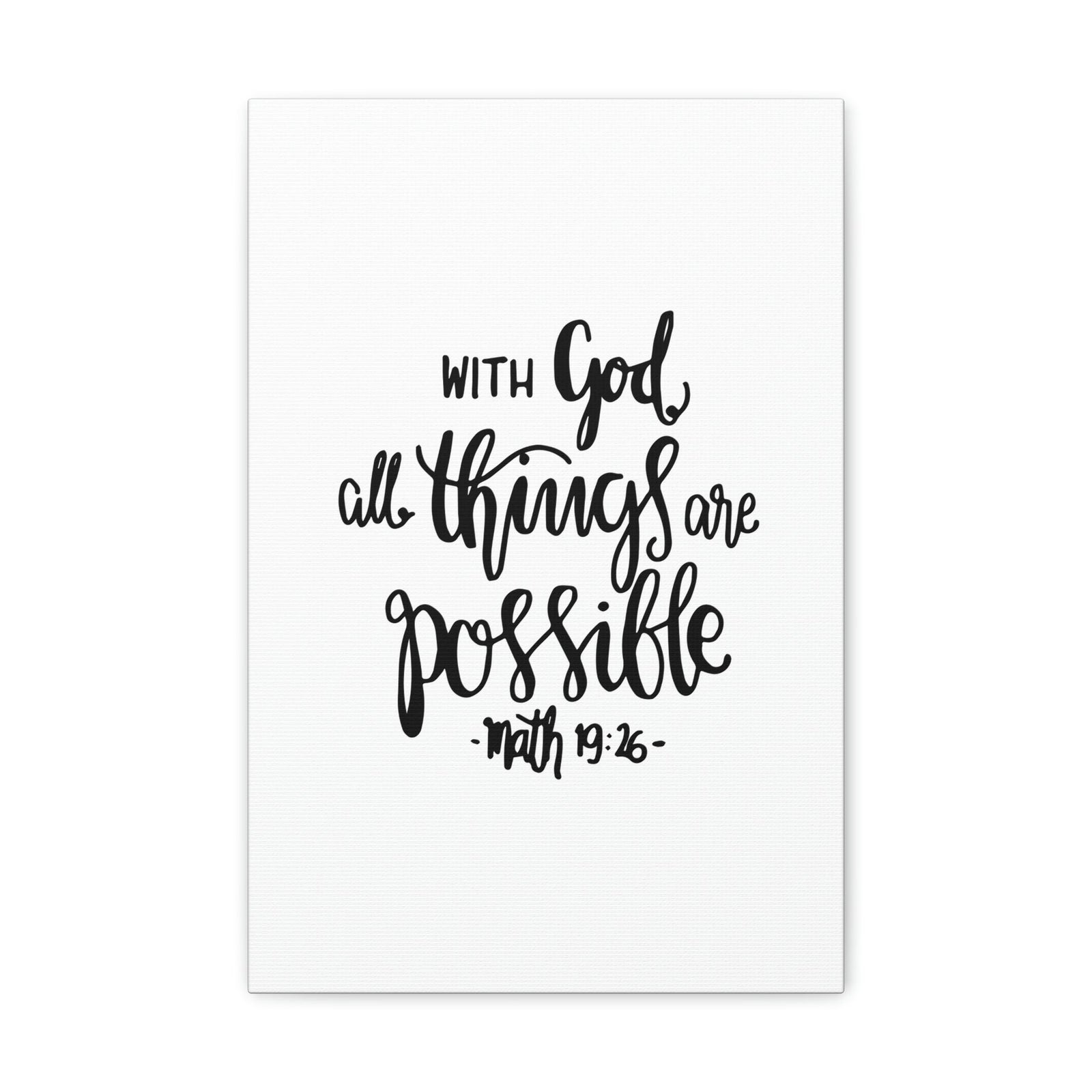 Scripture Walls With God All Things Matthew 19:26 Cursive Christian Wall Art Bible Verse Print Ready To Hang Unframed-Express Your Love Gifts