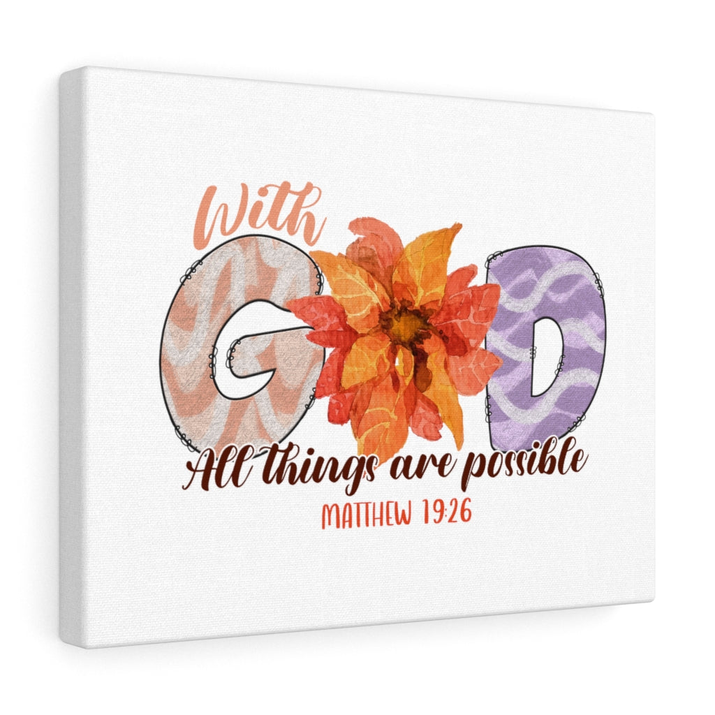 Scripture Walls With God Flowers Bible Verse Canvas Christian Wall Art Ready to Hang Unframed-Express Your Love Gifts