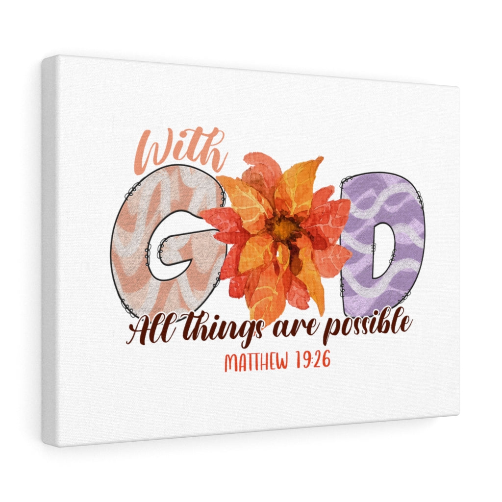 Scripture Walls With God Flowers Bible Verse Canvas Christian Wall Art Ready to Hang Unframed-Express Your Love Gifts
