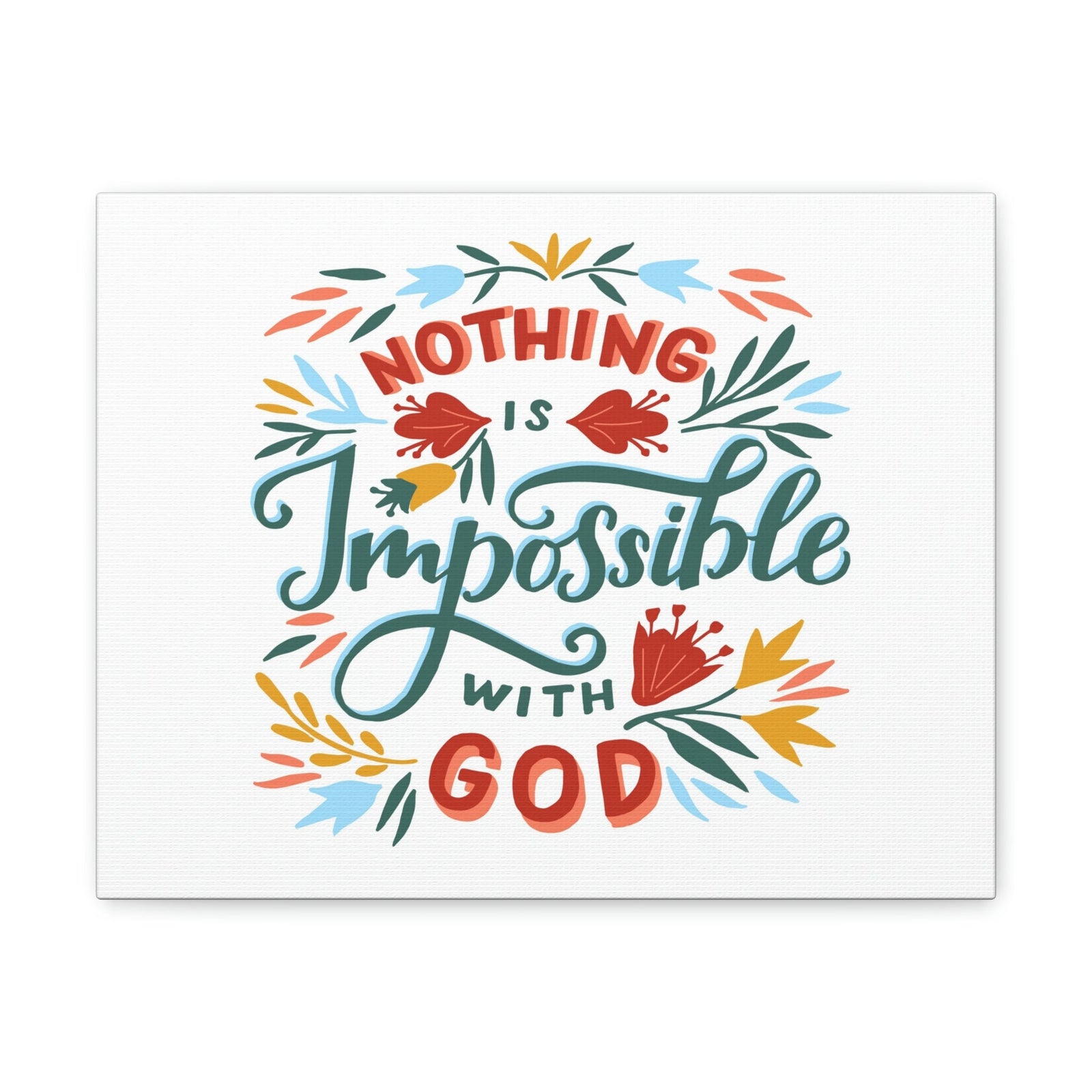 Scripture Walls With God Luke 1:37 Colorful Leaves Christian Wall Art Bible Verse Print Ready to Hang Unframed-Express Your Love Gifts