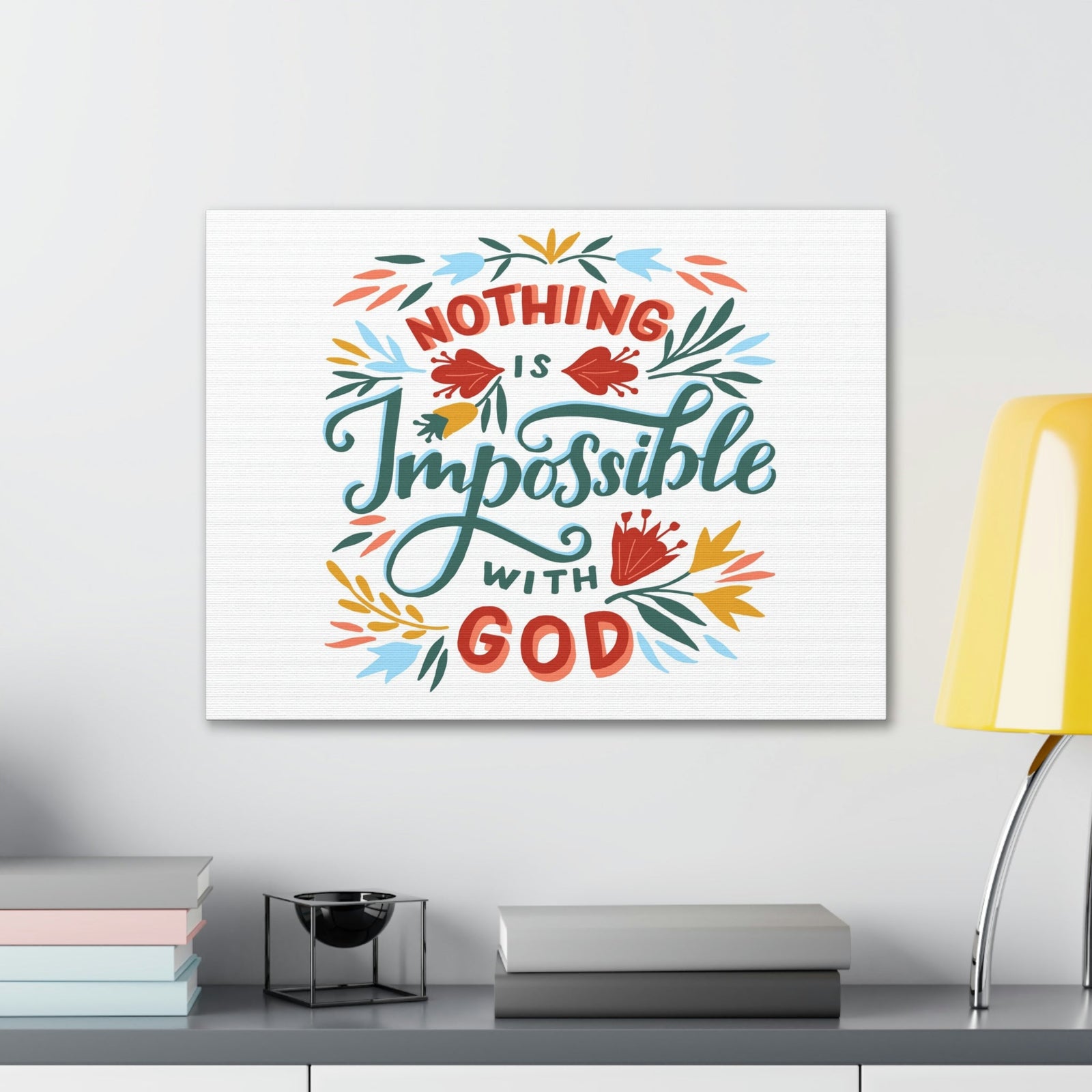 Scripture Walls With God Luke 1:37 Colorful Leaves Christian Wall Art Bible Verse Print Ready to Hang Unframed-Express Your Love Gifts