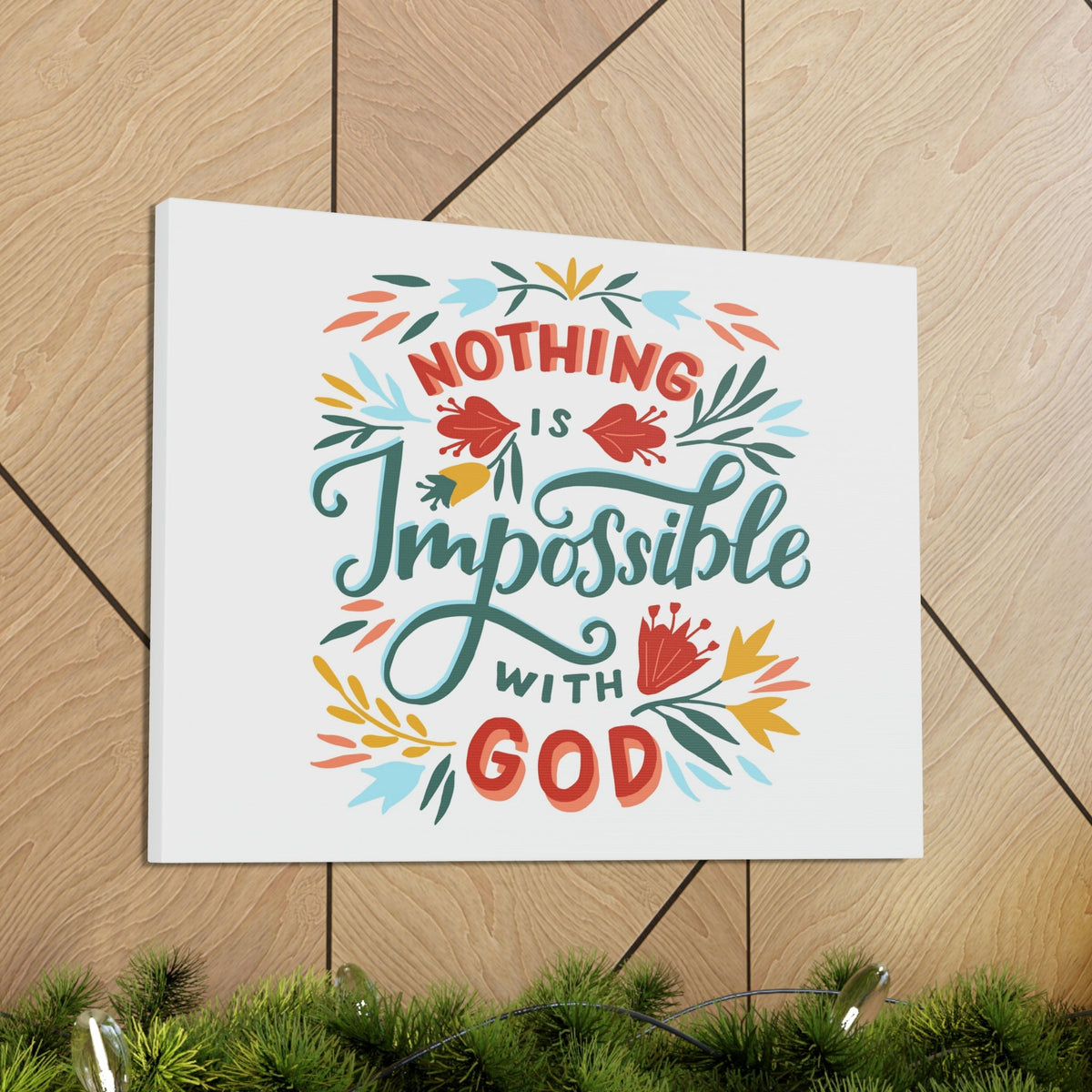 Scripture Walls With God Luke 1:37 Colorful Leaves Christian Wall Art Bible Verse Print Ready to Hang Unframed-Express Your Love Gifts