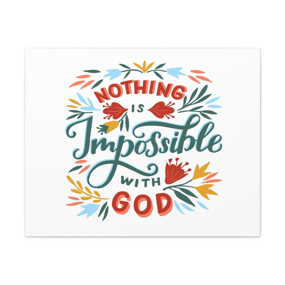 Scripture Walls With God Luke 1:37 Colorful Leaves Christian Wall Art Bible Verse Print Ready to Hang Unframed-Express Your Love Gifts
