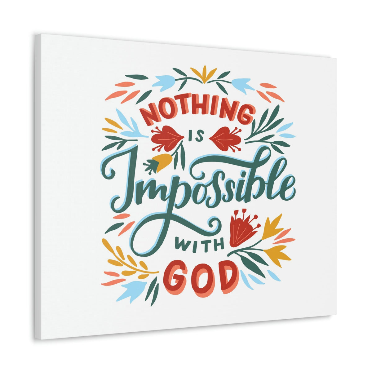 Scripture Walls With God Luke 1:37 Colorful Leaves Christian Wall Art Bible Verse Print Ready to Hang Unframed-Express Your Love Gifts