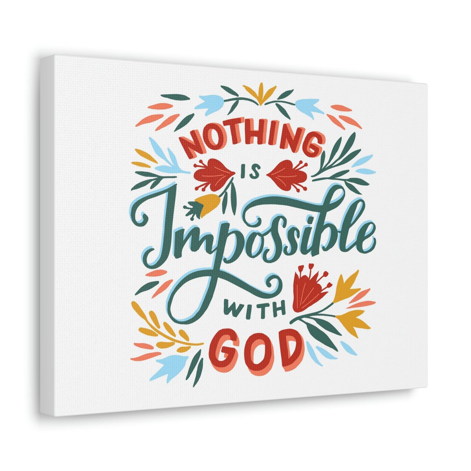 Scripture Walls With God Luke 1:37 Colorful Leaves Christian Wall Art Bible Verse Print Ready to Hang Unframed-Express Your Love Gifts