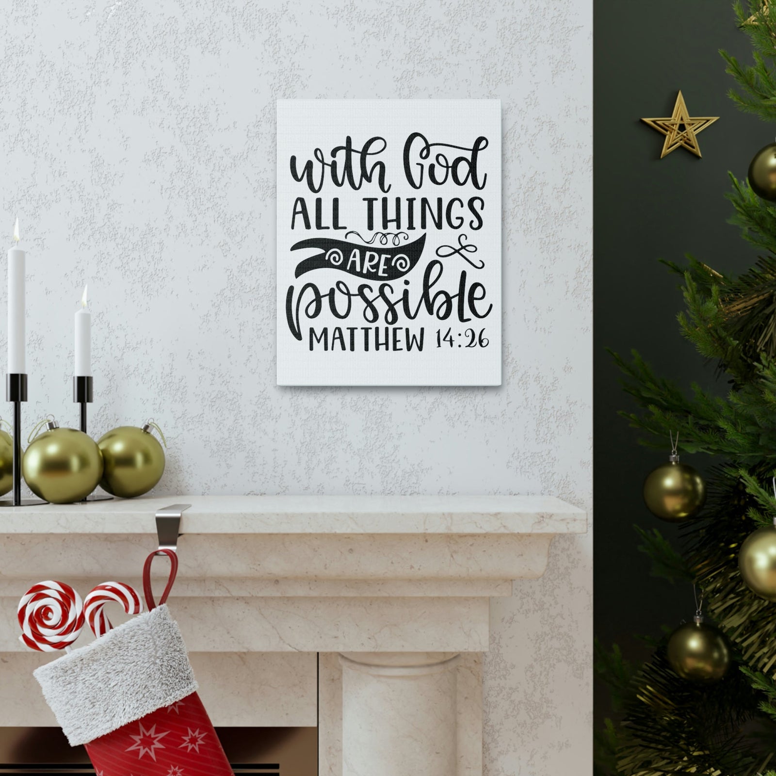 Scripture Walls With God Matthew 14:26 Bible Verse Canvas Christian Wall Art Ready to Hang Unframed-Express Your Love Gifts