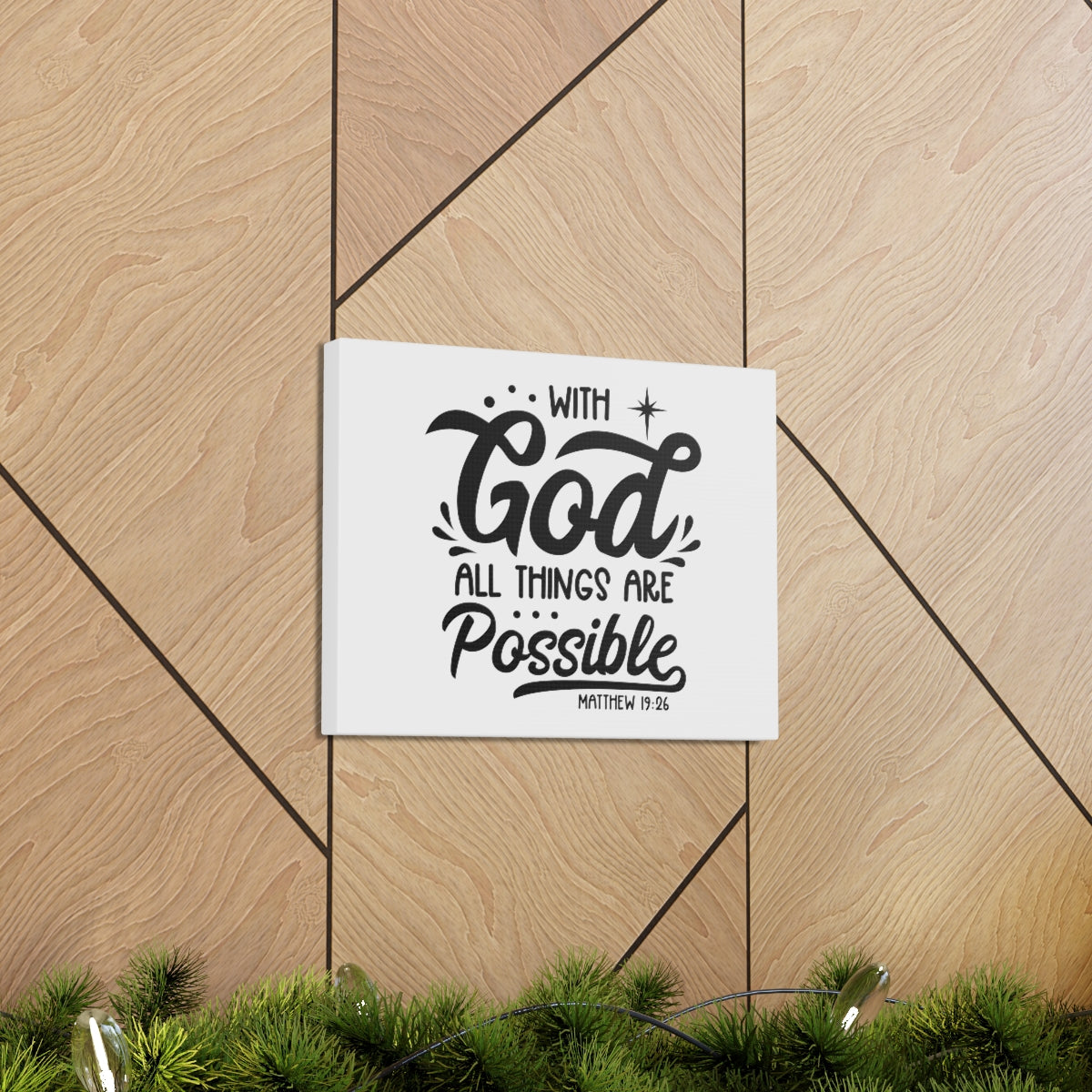 Scripture Walls With God Matthew 19:26 Bible Verse Canvas Christian Wall Art Ready to Hang Unframed-Express Your Love Gifts