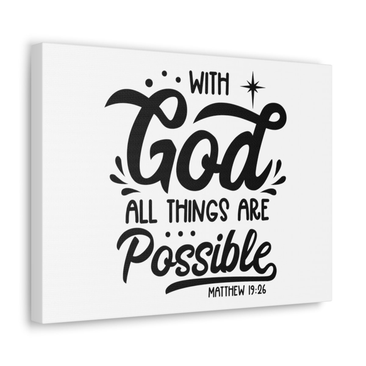 Scripture Walls With God Matthew 19:26 Bible Verse Canvas Christian Wall Art Ready to Hang Unframed-Express Your Love Gifts