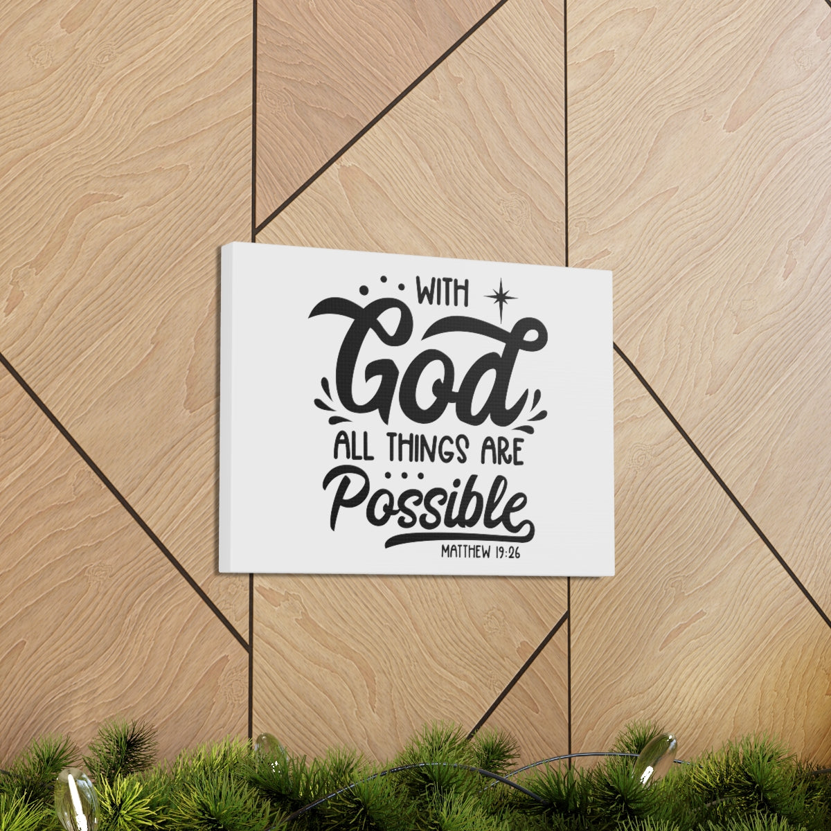 Scripture Walls With God Matthew 19:26 Bible Verse Canvas Christian Wall Art Ready to Hang Unframed-Express Your Love Gifts