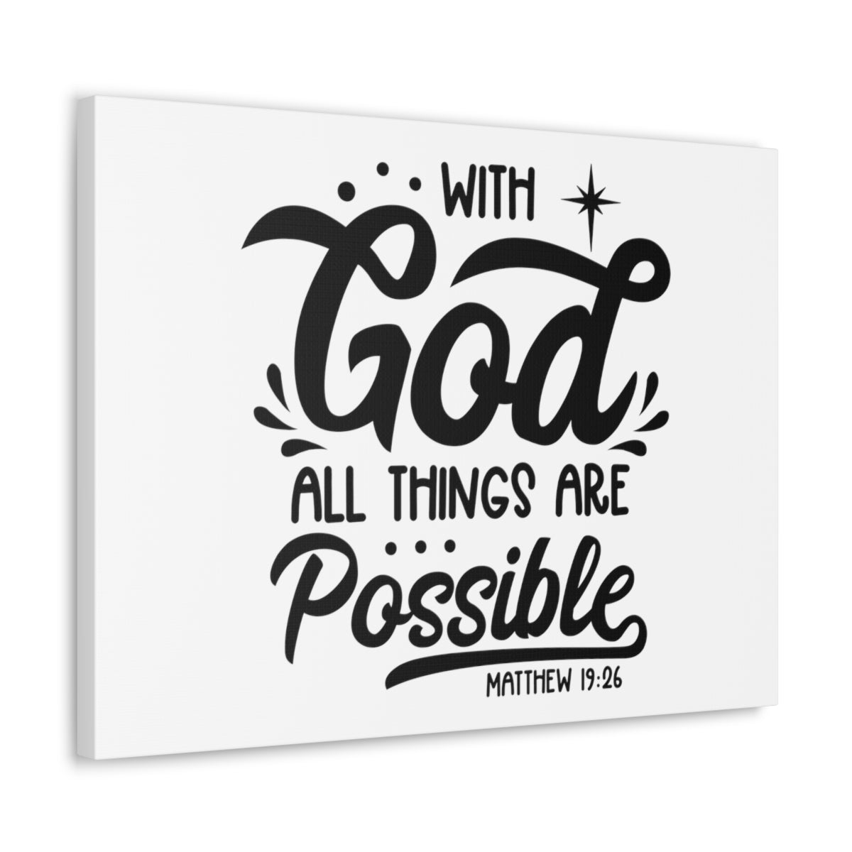 Scripture Walls With God Matthew 19:26 Bible Verse Canvas Christian Wall Art Ready to Hang Unframed-Express Your Love Gifts