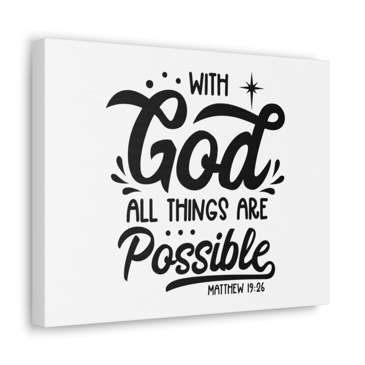 Scripture Walls With God Matthew 19:26 Bible Verse Canvas Christian Wall Art Ready to Hang Unframed-Express Your Love Gifts