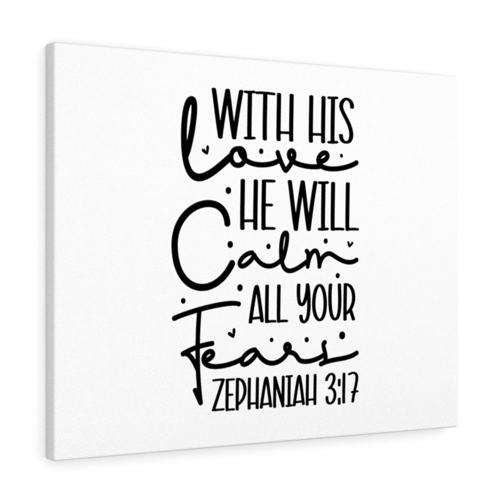 Scripture Walls With His Love Zephaniah 3:17 Bible Verse Canvas Christian Wall Art Ready to Hang Unframed-Express Your Love Gifts
