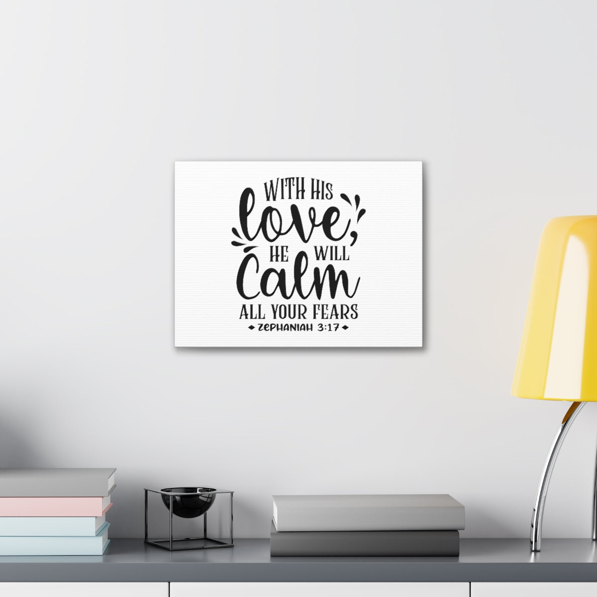 Scripture Walls With His Love Zephaniah 3:17 Bible Verse Canvas Christian Wall Art Ready to Hang Unframed-Express Your Love Gifts