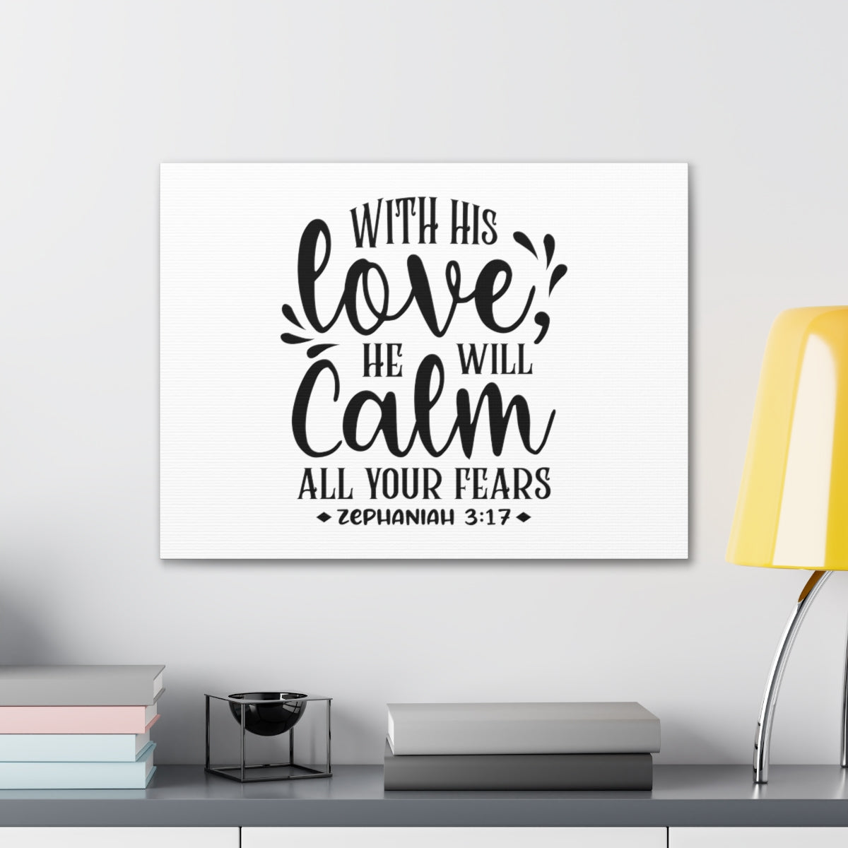 Scripture Walls With His Love Zephaniah 3:17 Bible Verse Canvas Christian Wall Art Ready to Hang Unframed-Express Your Love Gifts