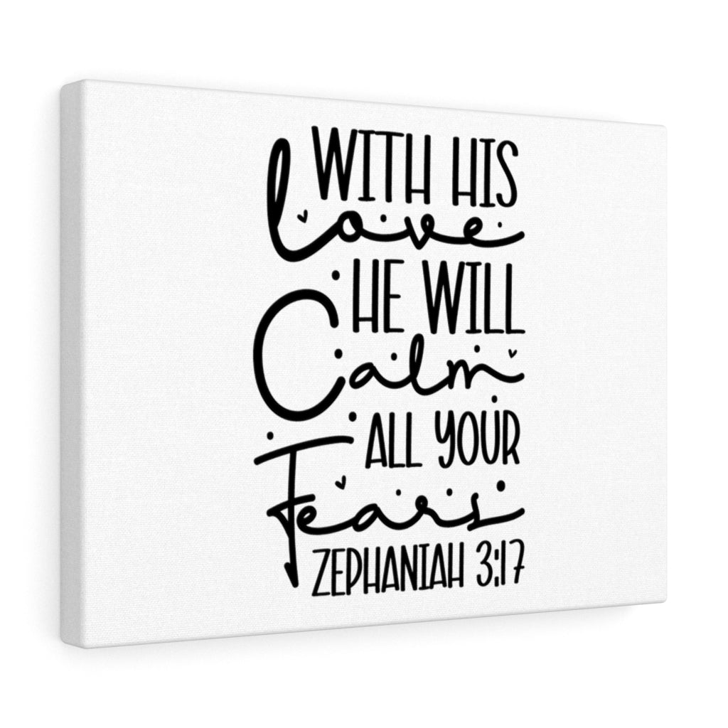 Scripture Walls With His Love Zephaniah 3:17 Bible Verse Canvas Christian Wall Art Ready to Hang Unframed-Express Your Love Gifts