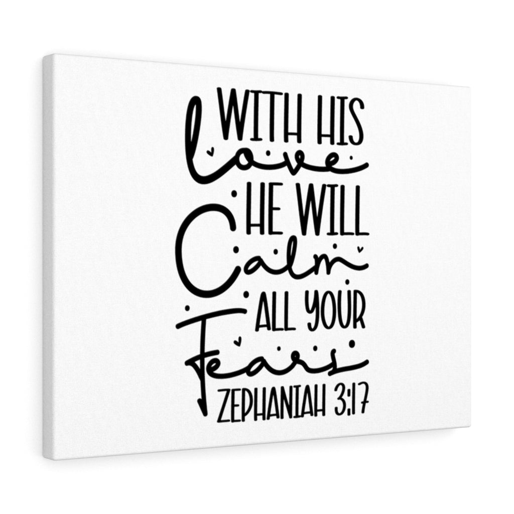 Scripture Walls With His Love Zephaniah 3:17 Bible Verse Canvas Christian Wall Art Ready to Hang Unframed-Express Your Love Gifts