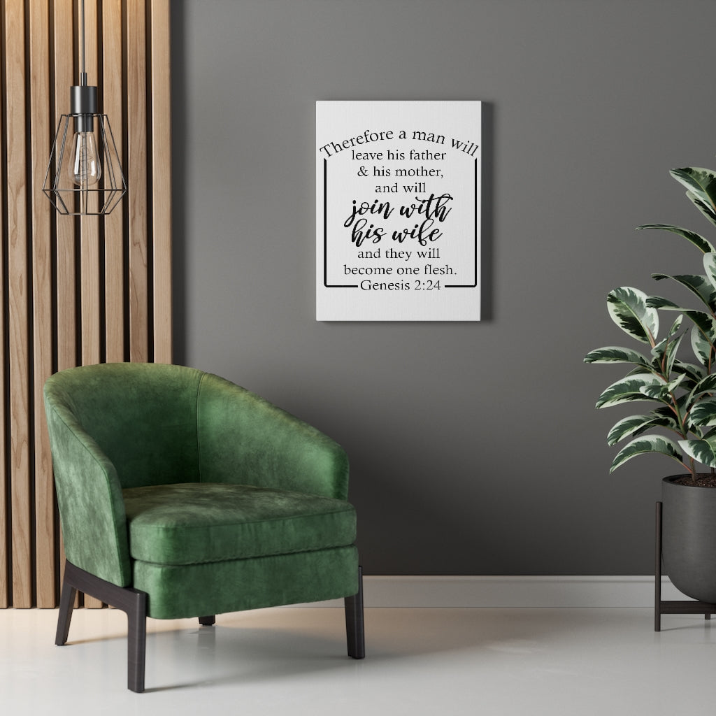 Scripture Walls With His Wife Genesis 2:24 Bible Verse Canvas Christian Wall Art Ready to Hang Unframed-Express Your Love Gifts