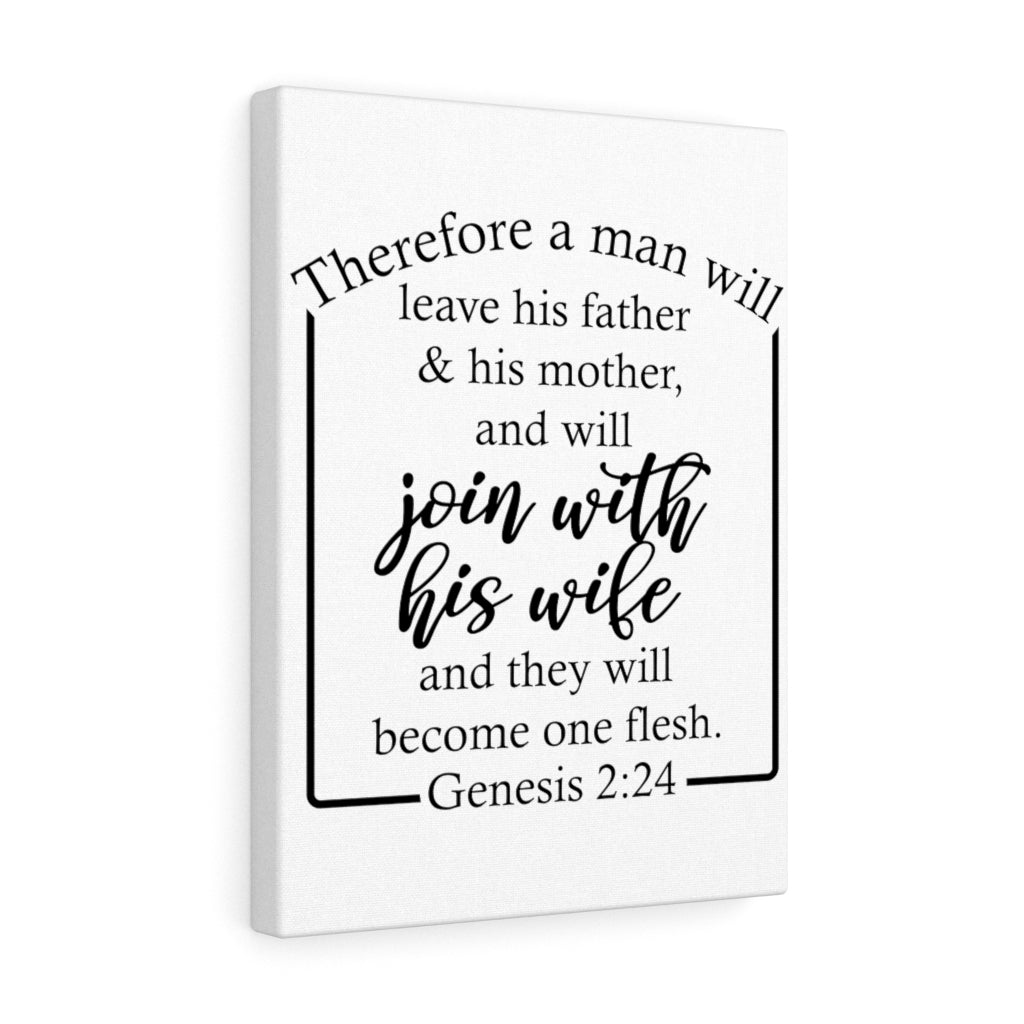 Scripture Walls With His Wife Genesis 2:24 Bible Verse Canvas Christian Wall Art Ready to Hang Unframed-Express Your Love Gifts