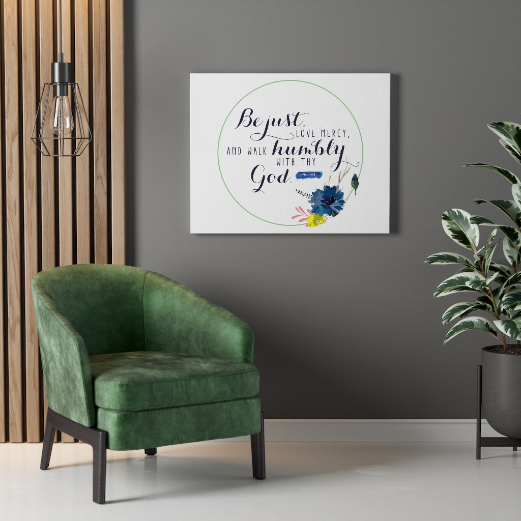 Scripture Walls With Thy God Micah 6:8 Bible Verse Canvas Christian Wall Art Ready to Hang Unframed-Express Your Love Gifts