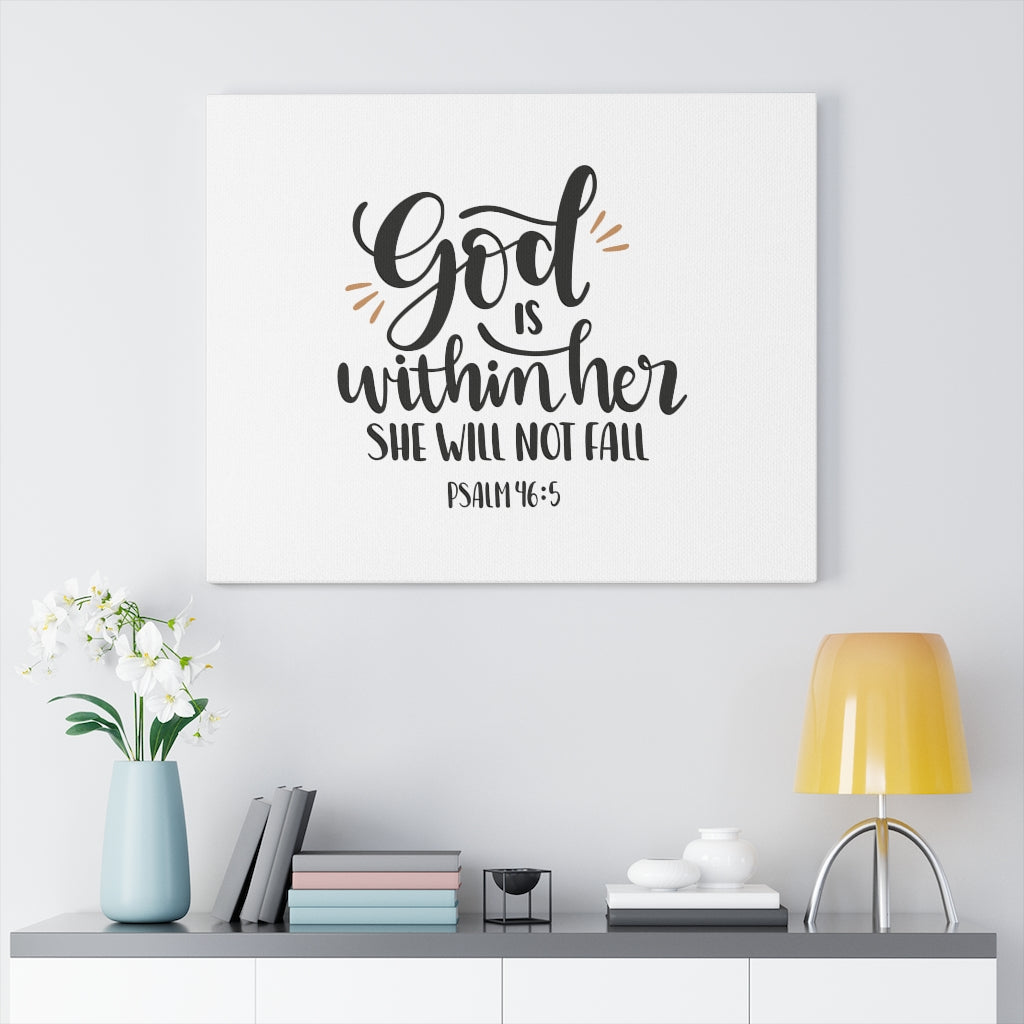 Scripture Walls Within Her Psalm 46:5 Bible Verse Canvas Christian Wall Art Ready to Hang Unframed-Express Your Love Gifts