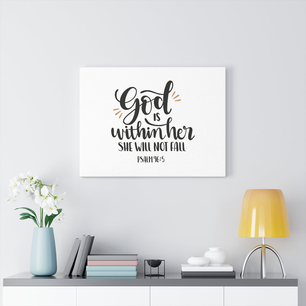 Scripture Walls Within Her Psalm 46:5 Bible Verse Canvas Christian Wall Art Ready to Hang Unframed-Express Your Love Gifts