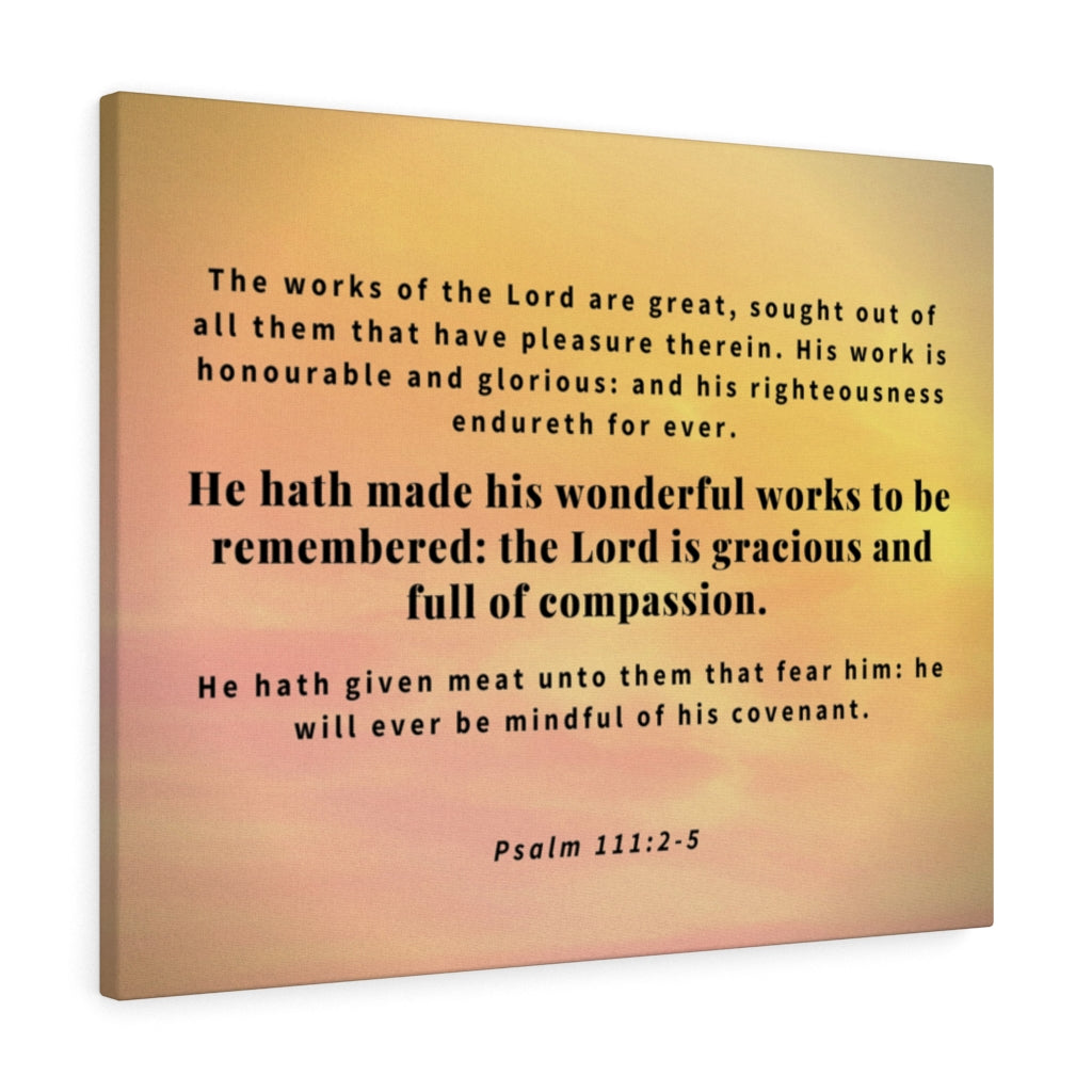 Scripture Walls Wonderful Works Psalm 111:2-5 Bible Verse Canvas Christian Wall Art Ready to Hang Unframed-Express Your Love Gifts
