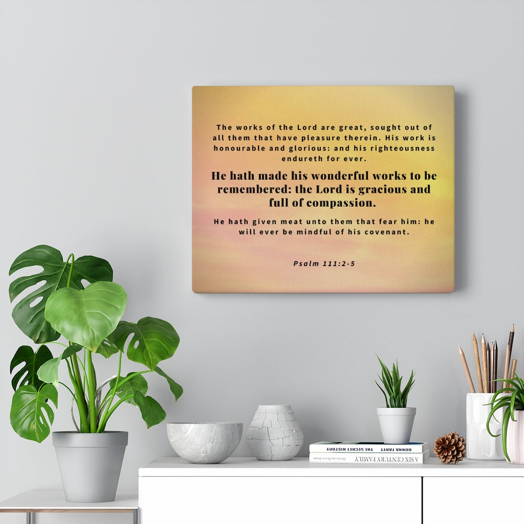 Scripture Walls Wonderful Works Psalm 111:2-5 Bible Verse Canvas Christian Wall Art Ready to Hang Unframed-Express Your Love Gifts