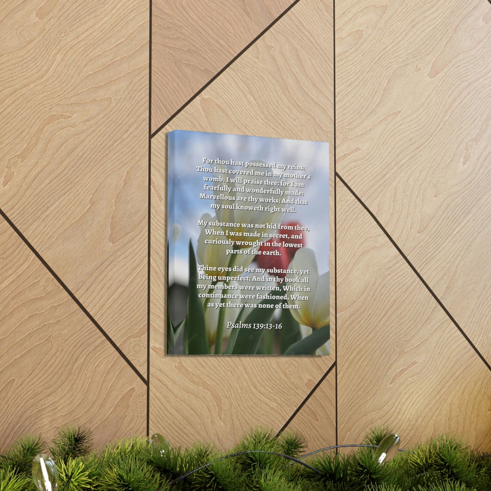 Scripture Walls Wonderfully Made Psalm 139:14 Flower Bible Verse Canvas Christian Wall Art Ready to Hang Unframed-Express Your Love Gifts