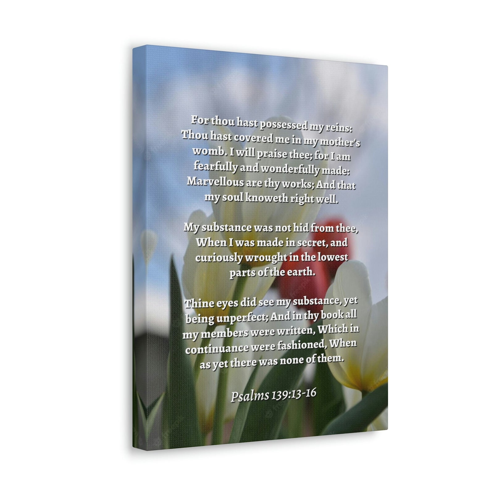 Scripture Walls Wonderfully Made Psalm 139:14 Flower Bible Verse Canvas Christian Wall Art Ready to Hang Unframed-Express Your Love Gifts