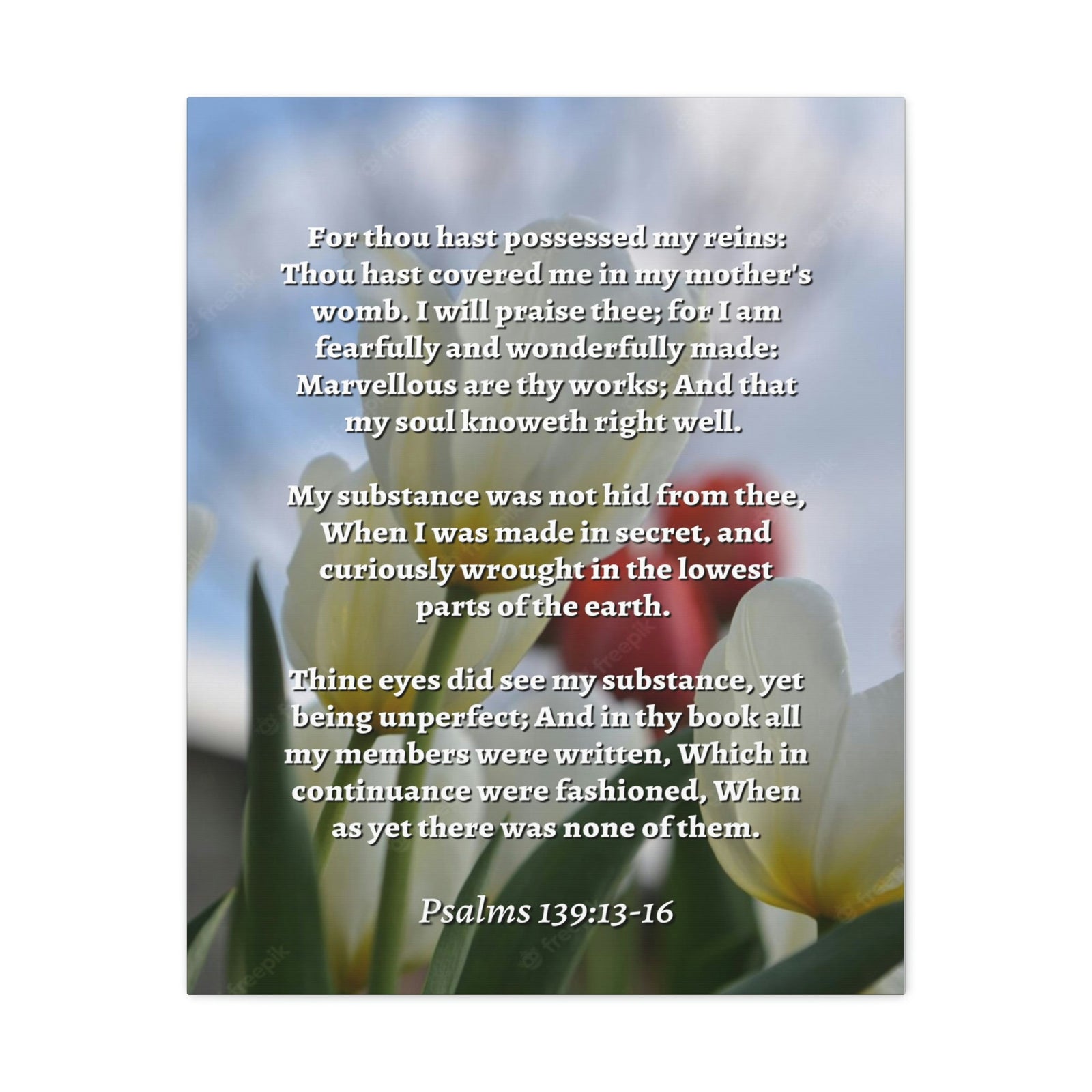 Scripture Walls Wonderfully Made Psalm 139:14 Flower Bible Verse Canvas Christian Wall Art Ready to Hang Unframed-Express Your Love Gifts