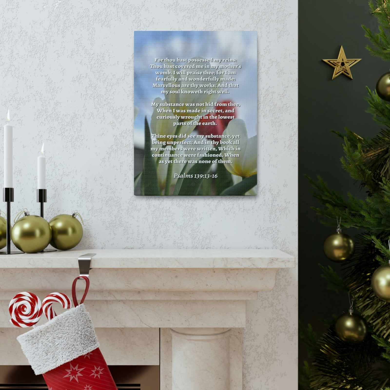 Scripture Walls Wonderfully Made Psalm 139:14 Flower Bible Verse Canvas Christian Wall Art Ready to Hang Unframed-Express Your Love Gifts