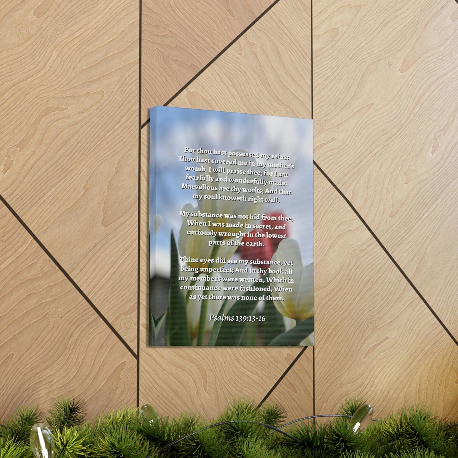 Scripture Walls Wonderfully Made Psalm 139:14 Flower Bible Verse Canvas Christian Wall Art Ready to Hang Unframed-Express Your Love Gifts