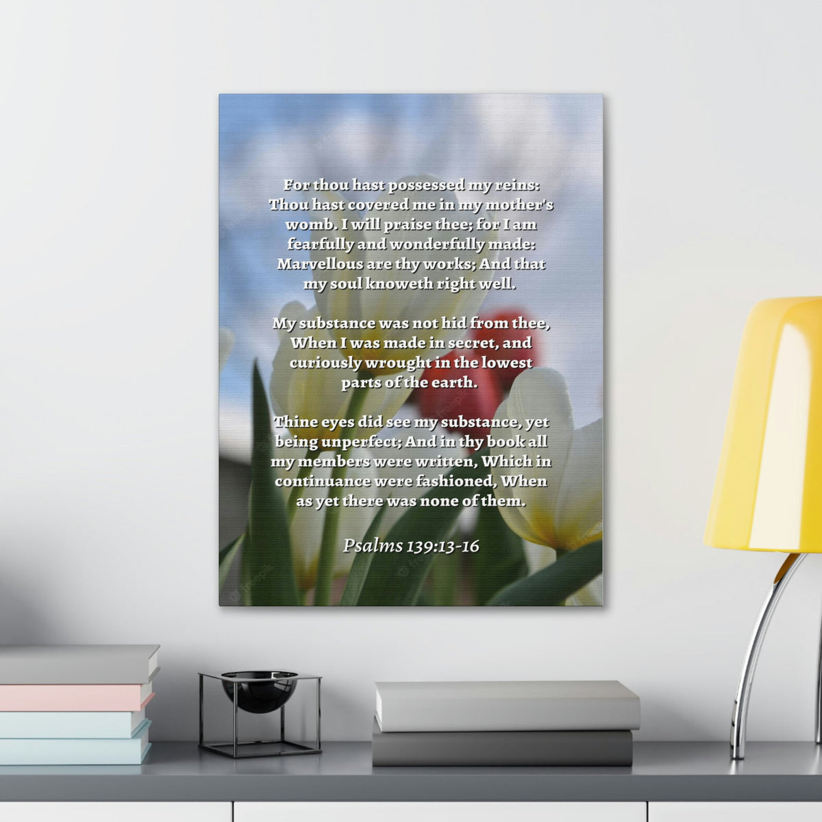 Scripture Walls Wonderfully Made Psalm 139:14 Flower Bible Verse Canvas Christian Wall Art Ready to Hang Unframed-Express Your Love Gifts