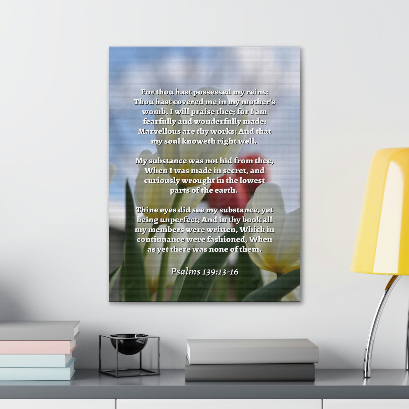 Scripture Walls Wonderfully Made Psalm 139:14 Flower Bible Verse Canvas Christian Wall Art Ready to Hang Unframed-Express Your Love Gifts