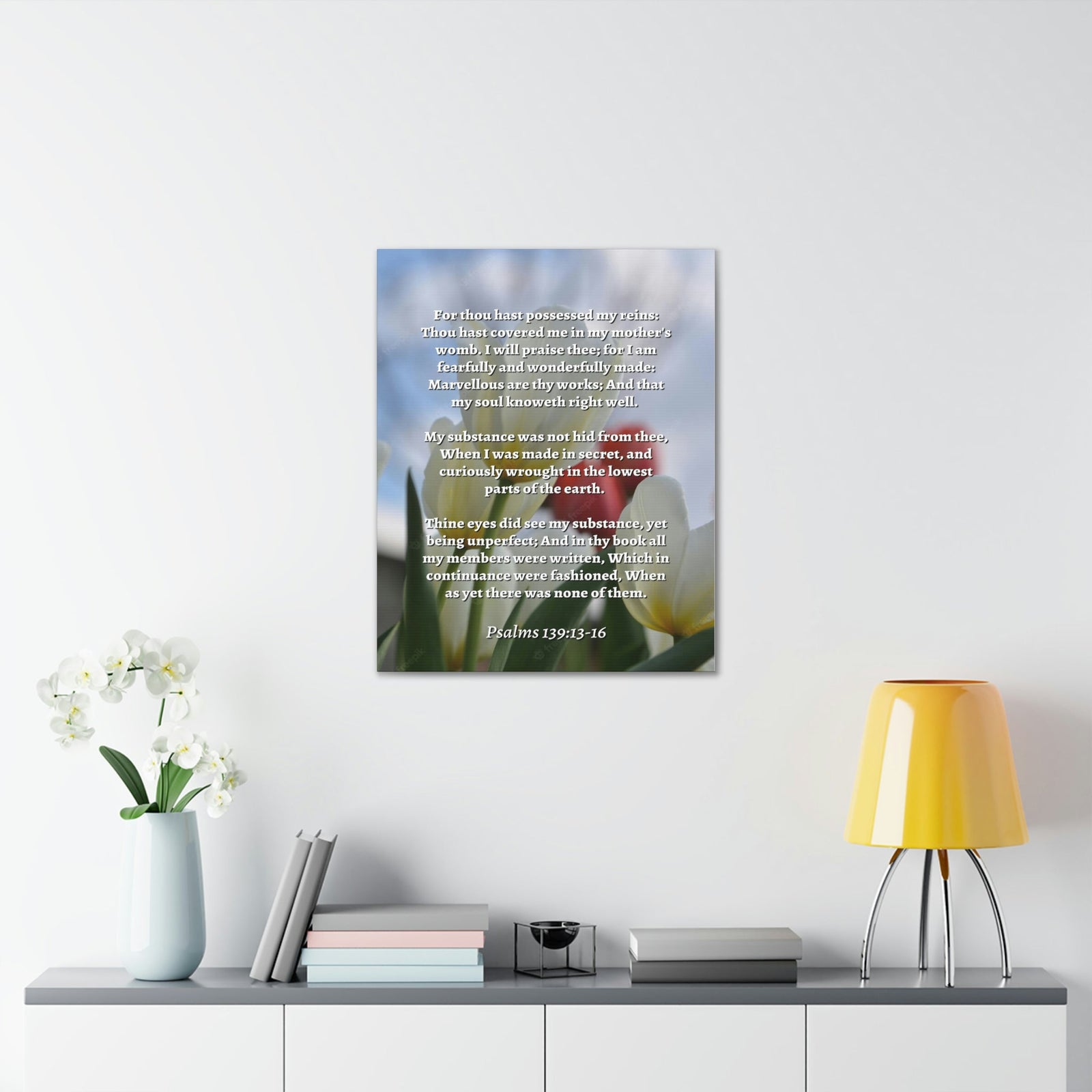 Scripture Walls Wonderfully Made Psalm 139:14 Flower Bible Verse Canvas Christian Wall Art Ready to Hang Unframed-Express Your Love Gifts