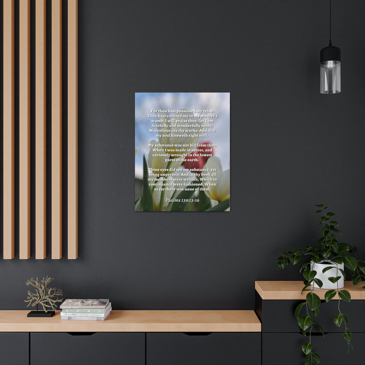 Scripture Walls Wonderfully Made Psalm 139:14 Flower Bible Verse Canvas Christian Wall Art Ready to Hang Unframed-Express Your Love Gifts