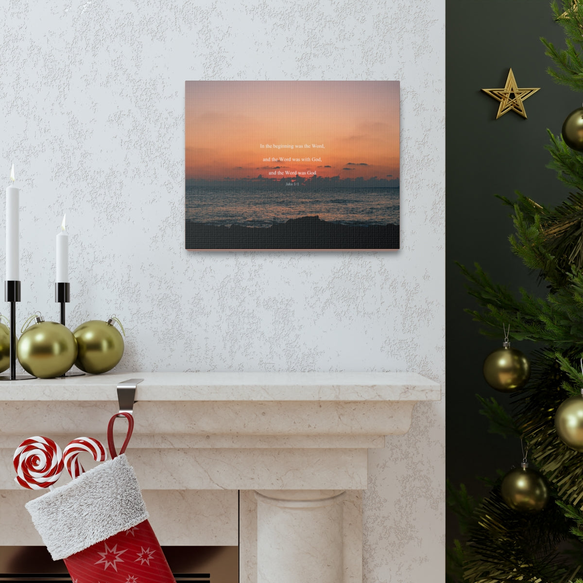 Scripture Walls Word Was God John 1:1 Bible Verse Canvas Christian Wall Art Bible Verse Print Ready To Hang Unframed-Express Your Love Gifts