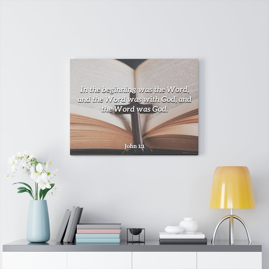 Scripture Walls Word was God John 1:1 Bible Verse Canvas Christian Wall Art Ready to Hang Unframed-Express Your Love Gifts