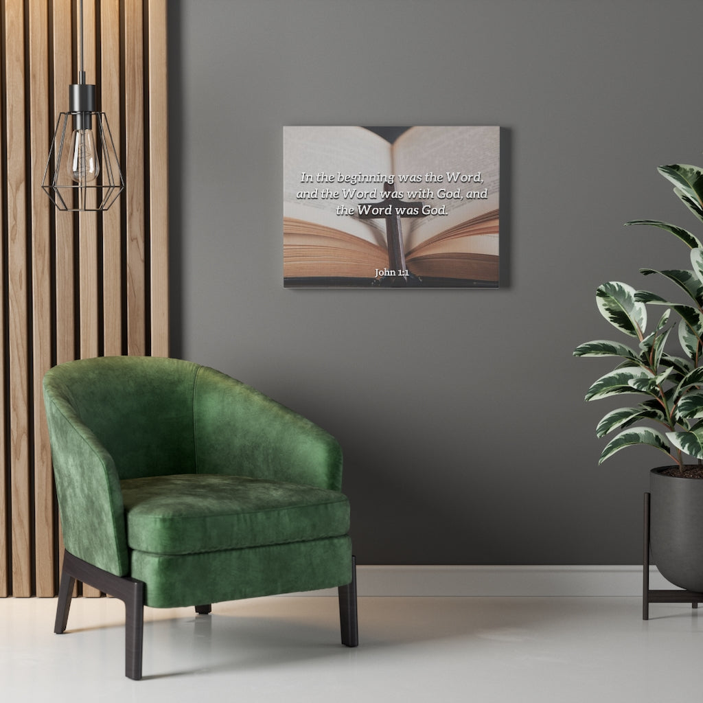 Scripture Walls Word was God John 1:1 Bible Verse Canvas Christian Wall Art Ready to Hang Unframed-Express Your Love Gifts