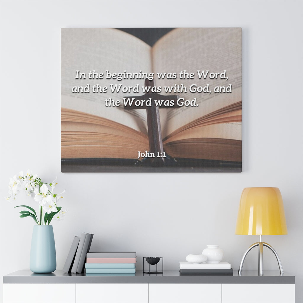 Scripture Walls Word was God John 1:1 Bible Verse Canvas Christian Wall Art Ready to Hang Unframed-Express Your Love Gifts