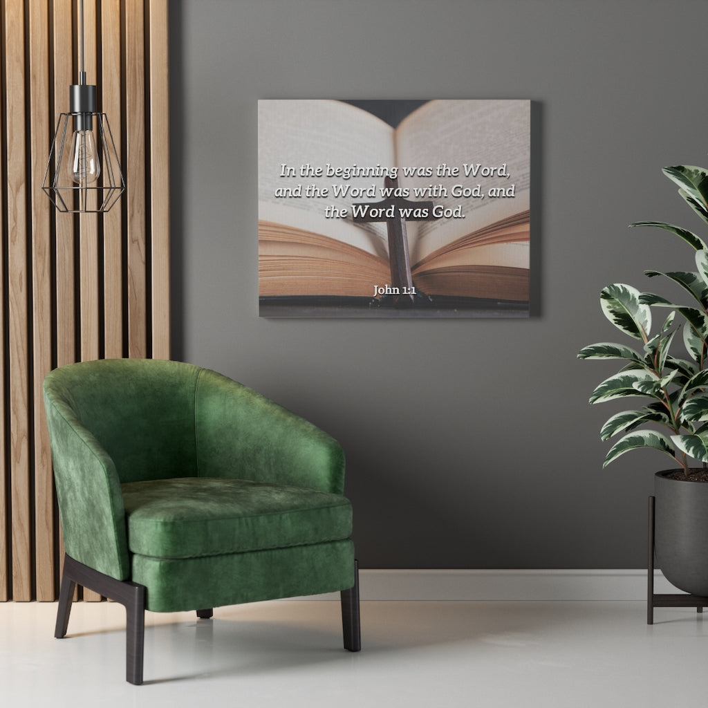 Scripture Walls Word was God John 1:1 Bible Verse Canvas Christian Wall Art Ready to Hang Unframed-Express Your Love Gifts