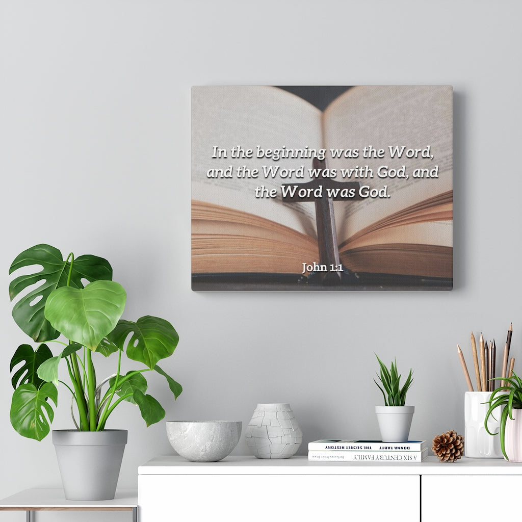 Scripture Walls Word was God John 1:1 Bible Verse Canvas Christian Wall Art Ready to Hang Unframed-Express Your Love Gifts