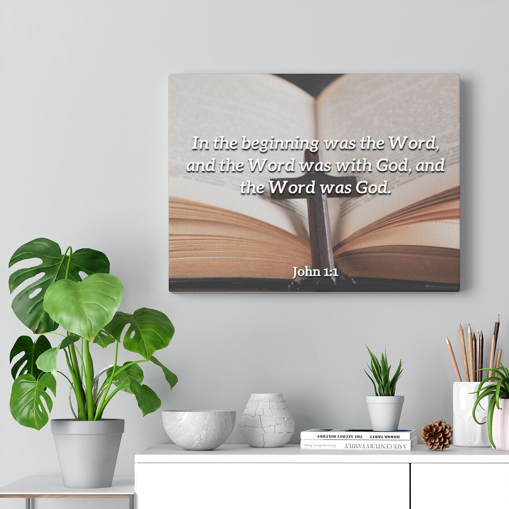 Scripture Walls Word was God John 1:1 Bible Verse Canvas Christian Wall Art Ready to Hang Unframed-Express Your Love Gifts