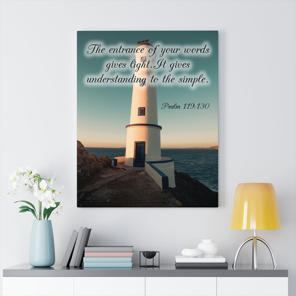 Scripture Walls Words Gives Light Psalm 119:130 Bible Verse Canvas Christian Wall Art Ready to Hang Unframed-Express Your Love Gifts